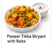 Paneer Tikka Biryani with Raita
